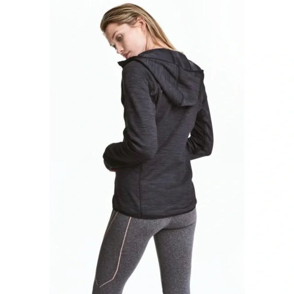 H&M Sport Fitted Fleece Gym Jacket in Dark Grey Marl Athletic Sportswear Size S - Picture 2 of 14